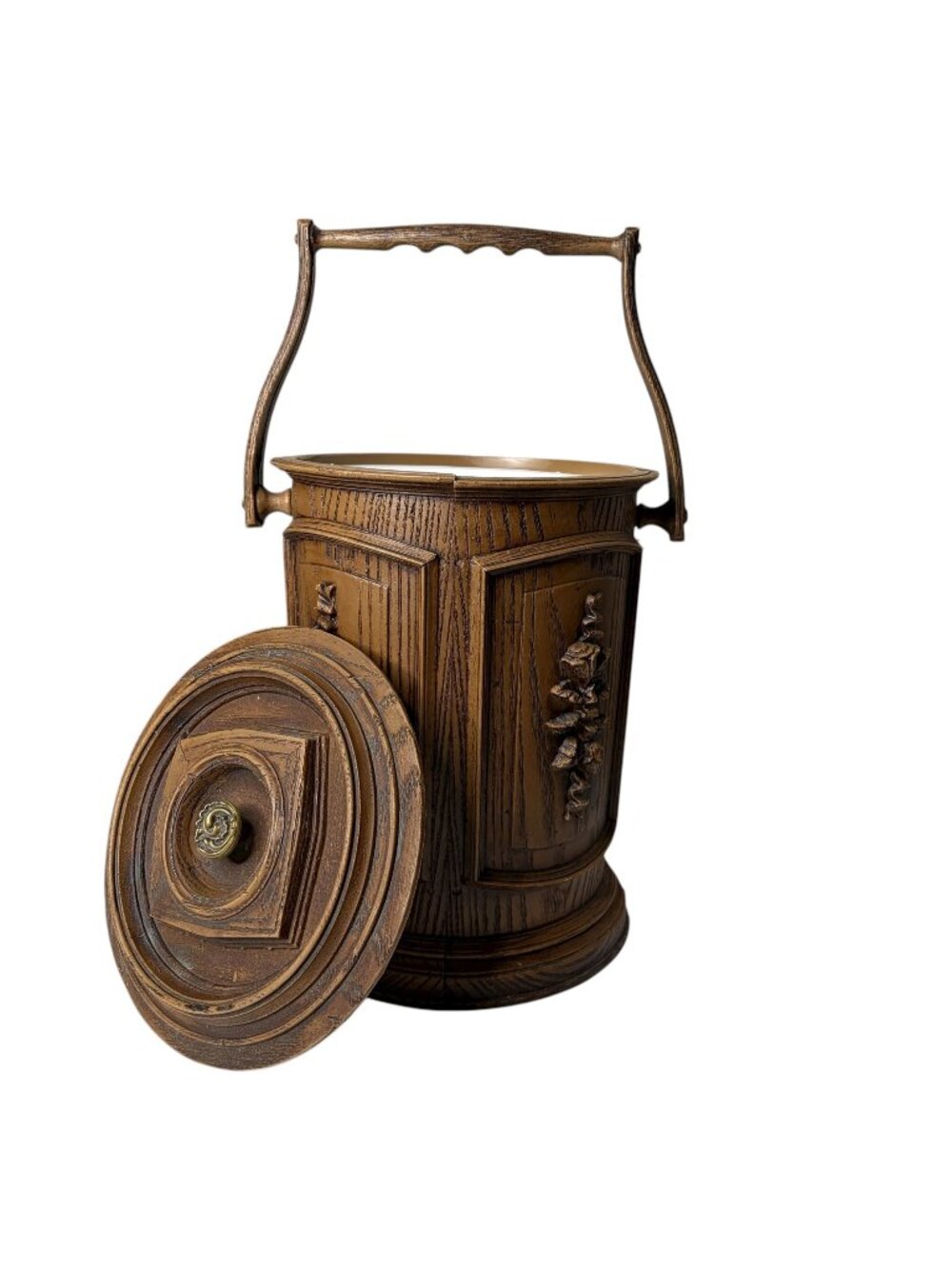 Vintage Syroco Faux Wood Ice Bucket - Mid-Century Hollywood Regency Decor